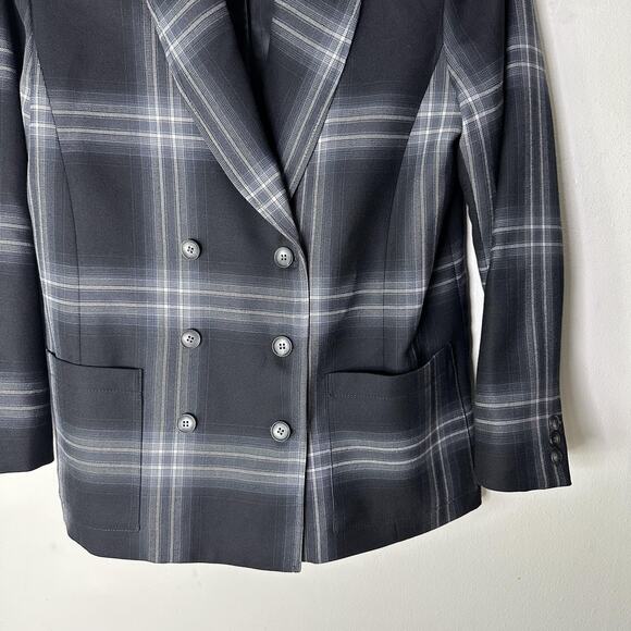 Pendleton Blazer Womens Petite 14 Plaid‎ Wool Double Breasted Jacket Academia - Picture 3 of 5